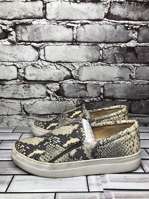 Vince Camuto Korli Ivory Leather SnakeSkin Slip On Sneakers Shoes Women  Sz