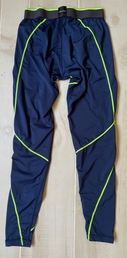 Men's Compression Running Pants - Breathable Base Layer Leggings in Blue & Yellow