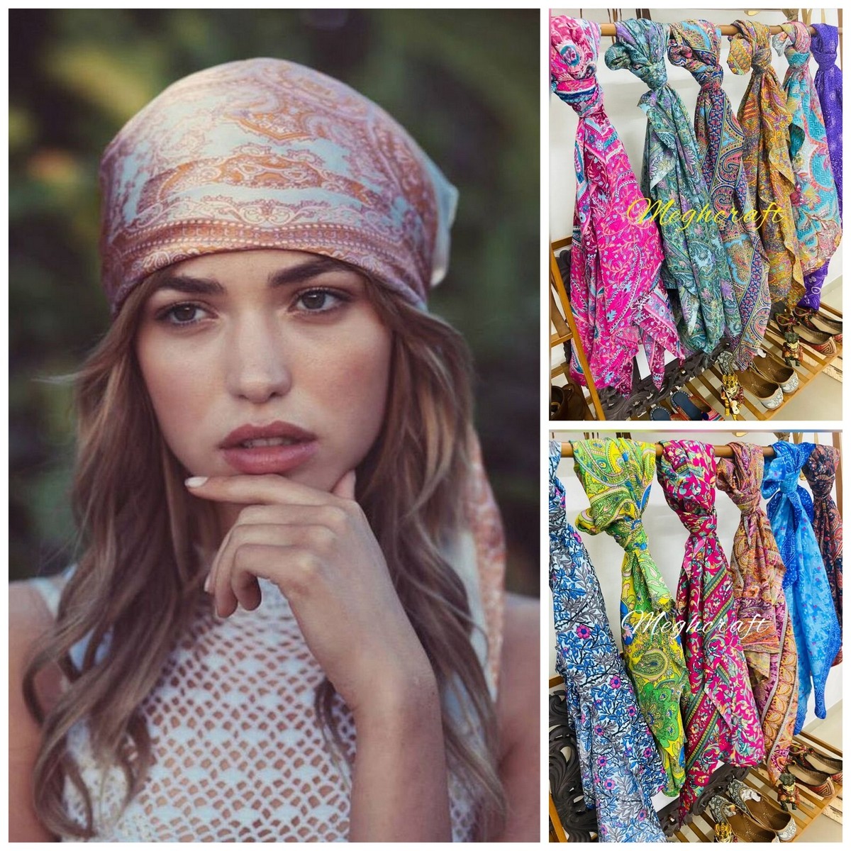 Silk Scarf Scarves for women Bandana Hair Wrap Head Covering 