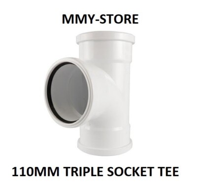 110 mm PVC weiß Bodenrohr Dreifachmuffe T-Stück Steckringdichtung