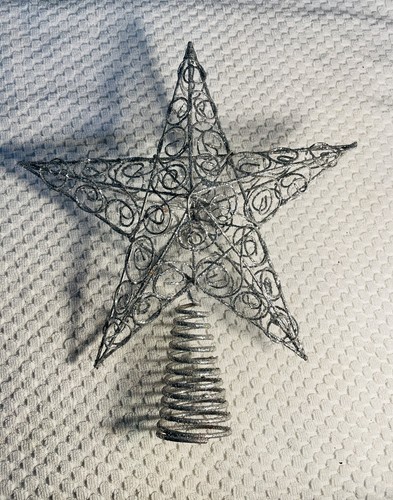 Christmas Holiday Silver Glitter Swirl Metal Star Tree Topper | eBay