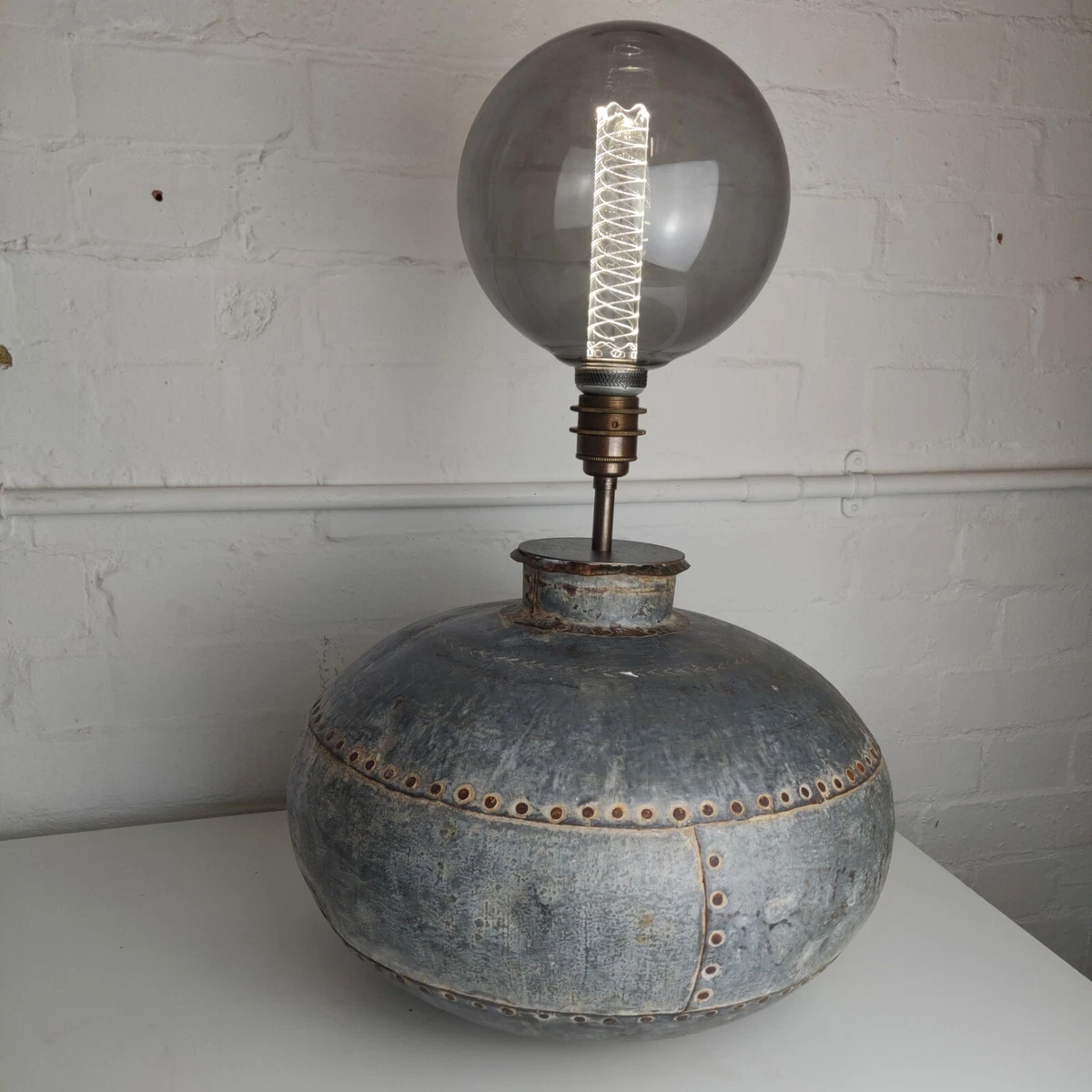 Antique Indian Water Jug Lamp Conversion Table Lamp Desk Floor Retro