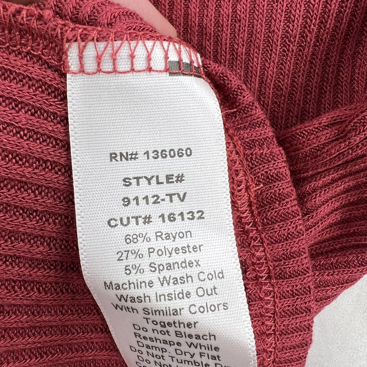 Project Social T Red Ribbed Long Sleeve Odin Top New Size Small | eBay