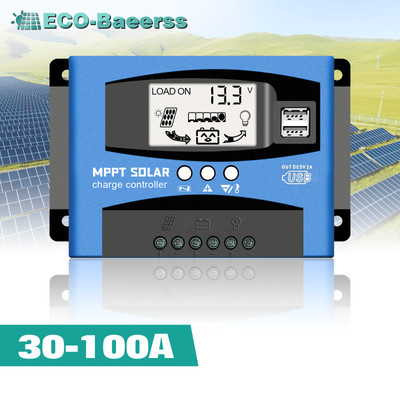 MPPT Solar Panel Regulator Charge Controller Auto Focus Tracking 30-100A 12V/24V