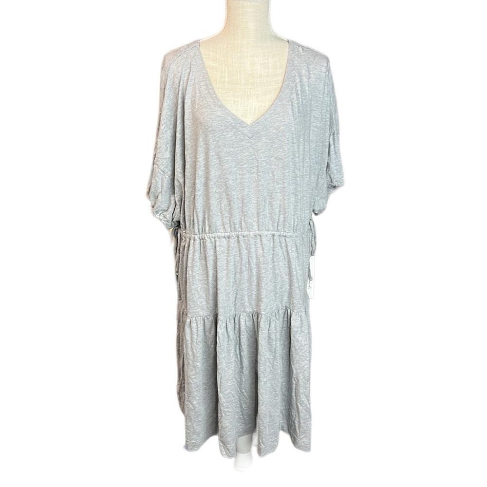 NWT Caslon Nordstrom 1/2 Short Sleeve Dress Above Knee Midi Gray
