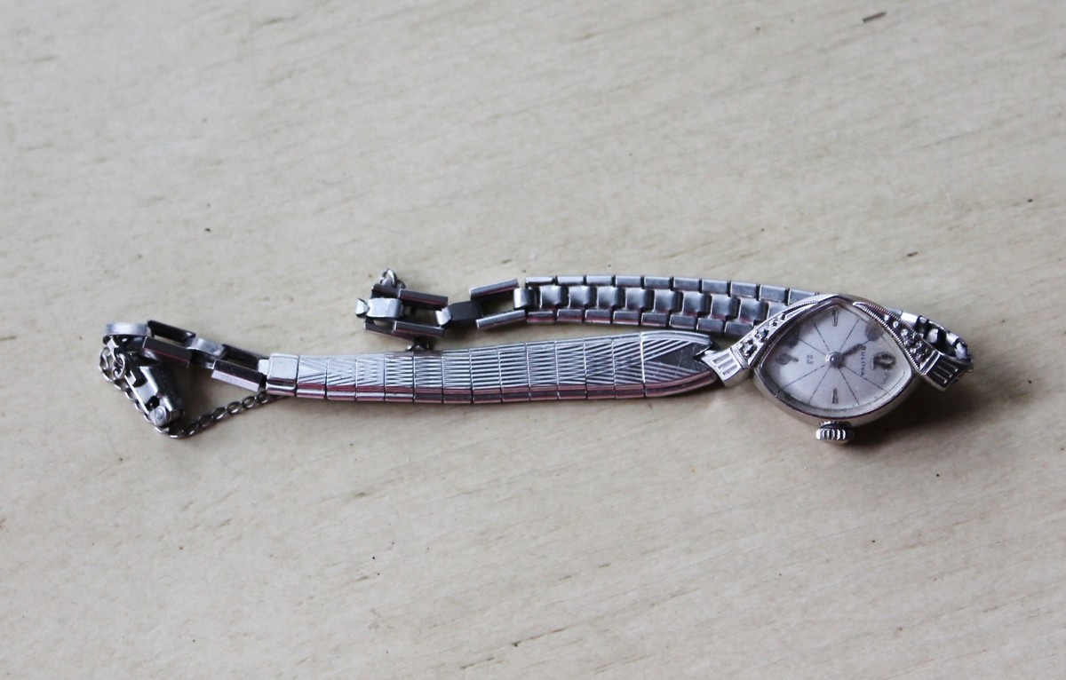 Vtg Bulova 10K RGP Cocktail Bracelet Watch w/ Diamonds 23  display picture 1