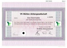 VK Mühlen Aktiengesellschaft 1992   50 DM