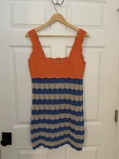 Zara New Womens L Sheer Knit Crochet Beach Cover Up  Vacation Dress Multicolor