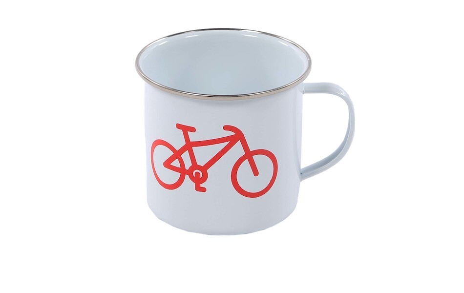 Taza Esmaltado Exterior Campamento Carretera Carreras Bicicleta de Montaña Bicicleta Blanca Roja