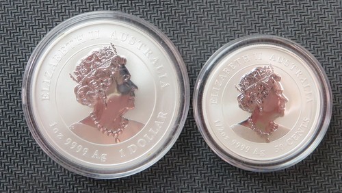 2022 $1 & $.50 Australian Lunar Tiger Silver Frosted Coins - Picture 2 of 6