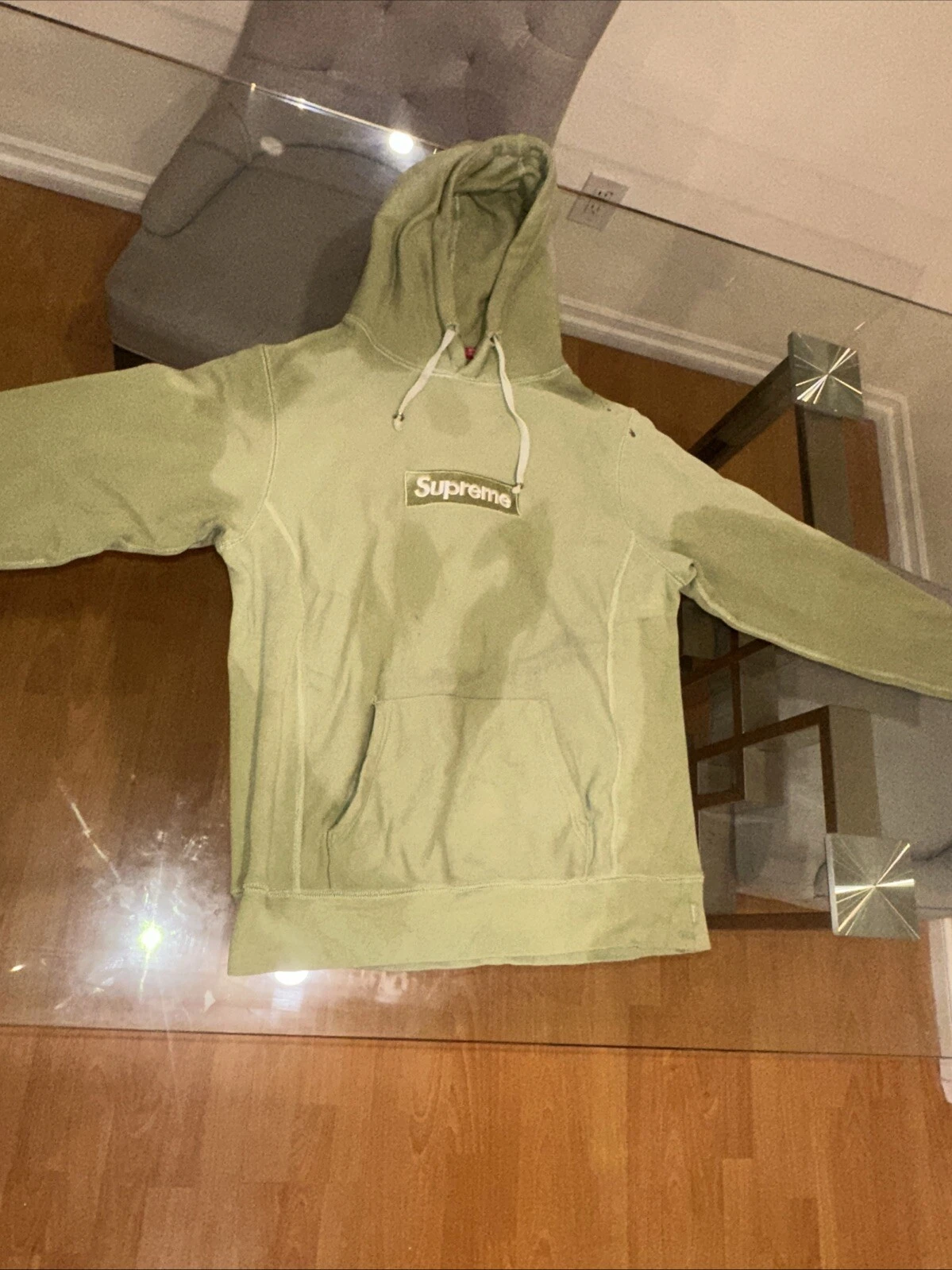 Sweat à capuche logo Supreme Box vert moyen