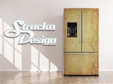 Vintage Design Boarder Design Fridge Freezer Wrap Side Door Vinyl Decal
