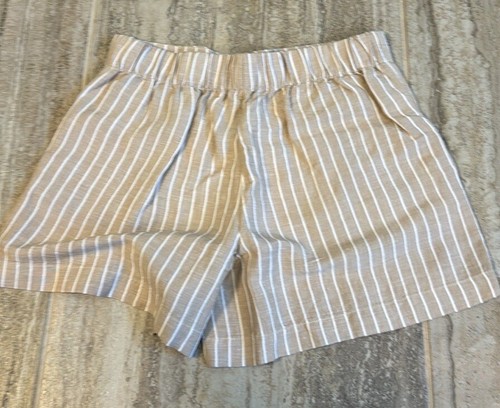 NWT LOFT Pleated Pull On Shorts in Striped Linen Blend Size XS - Picture 9 of 11
