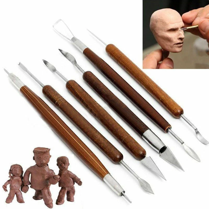 6Pcs Clay Sculpting Set Wax Carving Pottery Tools Shapers Polymer Modeling NEW - Image 3 of 4