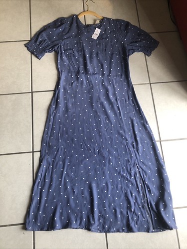 Heart Smocked Cuff Midi Dress/LOFT NEW WITH TAGS SZ 10 - Picture 3 of 24