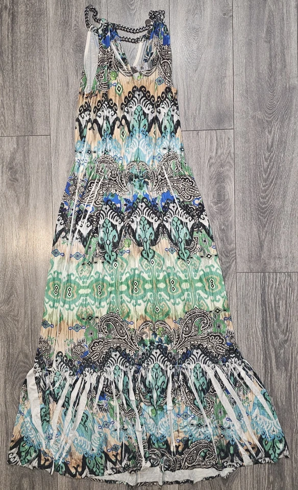 Maxi Vestido S-Twelve Floral Adornado con Cuentas S-12 D3948 Halter Coqueta Para Mujer’s L Foto 2 de 4