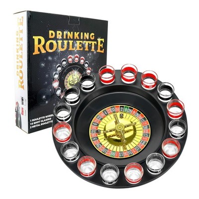 Trink Roulette inkl. 16 Schnapsgläser 16 Stück Set, rot/schwarz 