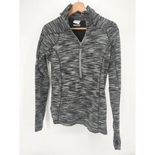 Columbia Pullover Women Medium Black Grey Space Dye Quarter Zip Thumbholes