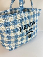 Prada raffia tote bag large blue white season 2023 New without tags ref aa