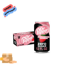 Dr Pepper Zero Sugar Strawberries Cream Soda 12oz 12 Pack Low Calories
