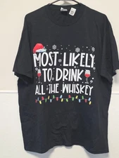 Men's PORT & COMPANY Black Christmas Graphic Tee XL