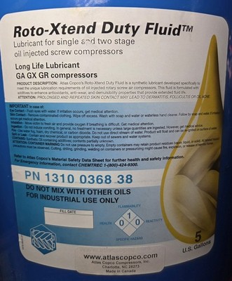 Atlas Copco Roto-Xtend Duty Fluid Lubricant GA GX GR 5 Gal 1310 0368 38