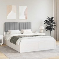 Bettgestell Mit Gepolstertem Kopfteil Hellgrau 135 X 190 Cm