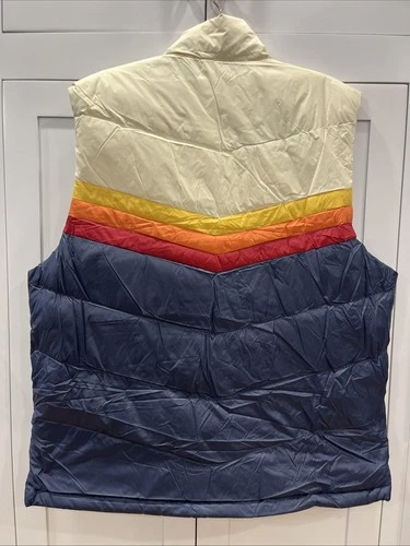 NWT Marine Layer Archive Boreal Puffer Vest Navy Sunset Colorblock Men's XL $158 image 4