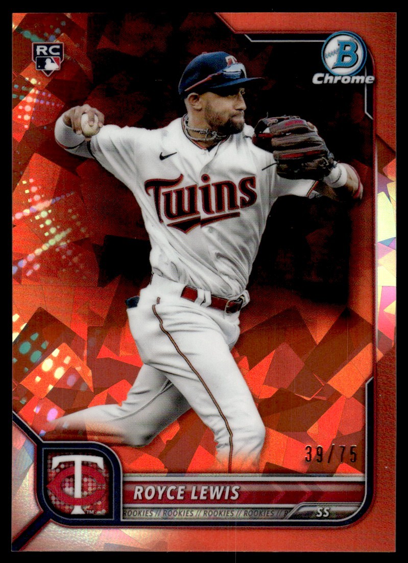 2022 Bowman Chrome Orange Sapphire Royce Lewis Rookie 39/75 Minnesota Twins #92