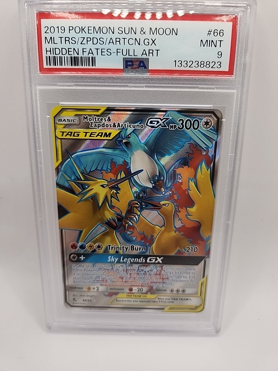 PSA 9 Moltres & Zapdos & Articuno GX Full Art 66/68 Hidden Fates