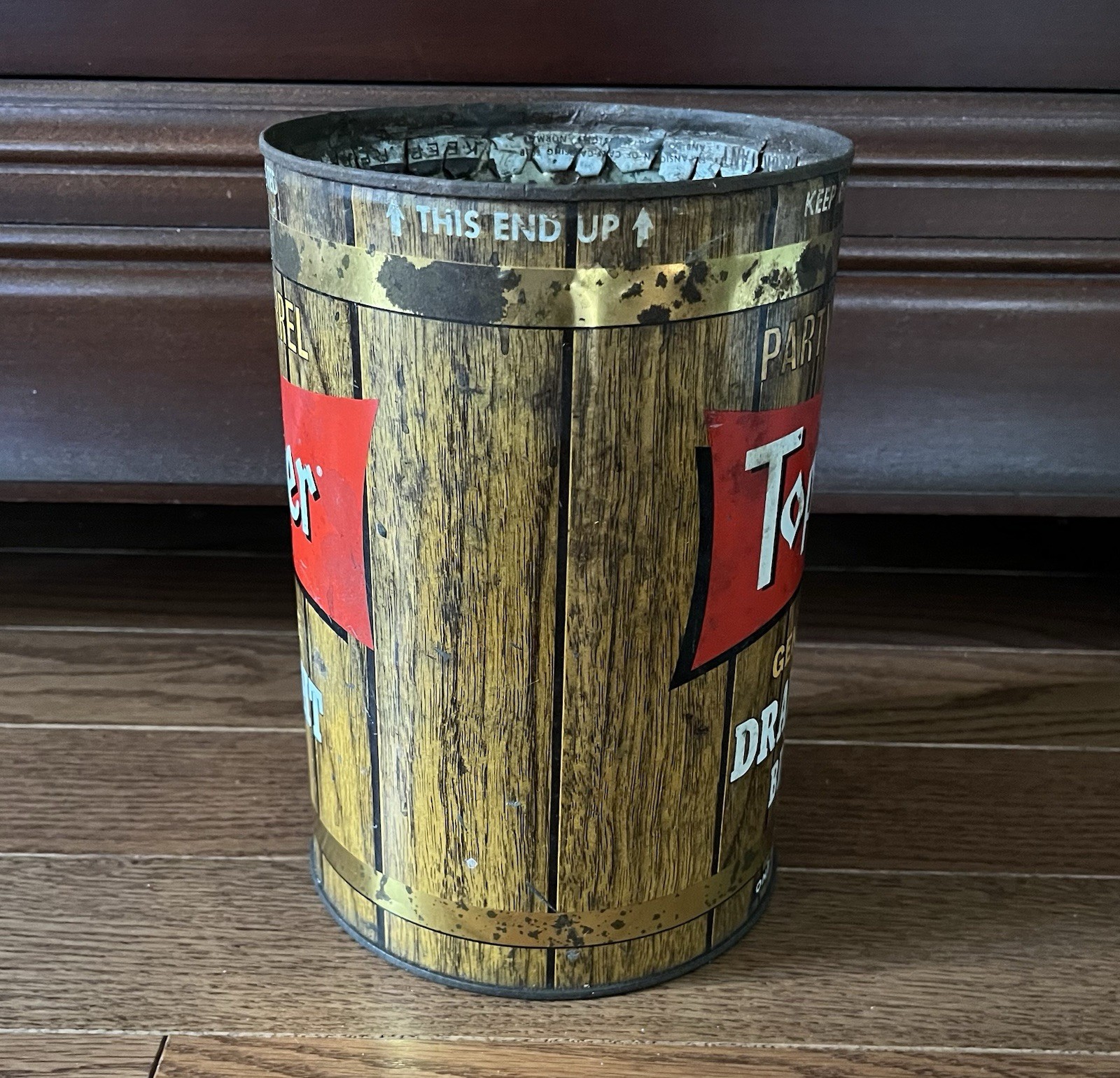 Vintage TOPPER Draught Beer 1-Gallon Party Barrel Metal Can