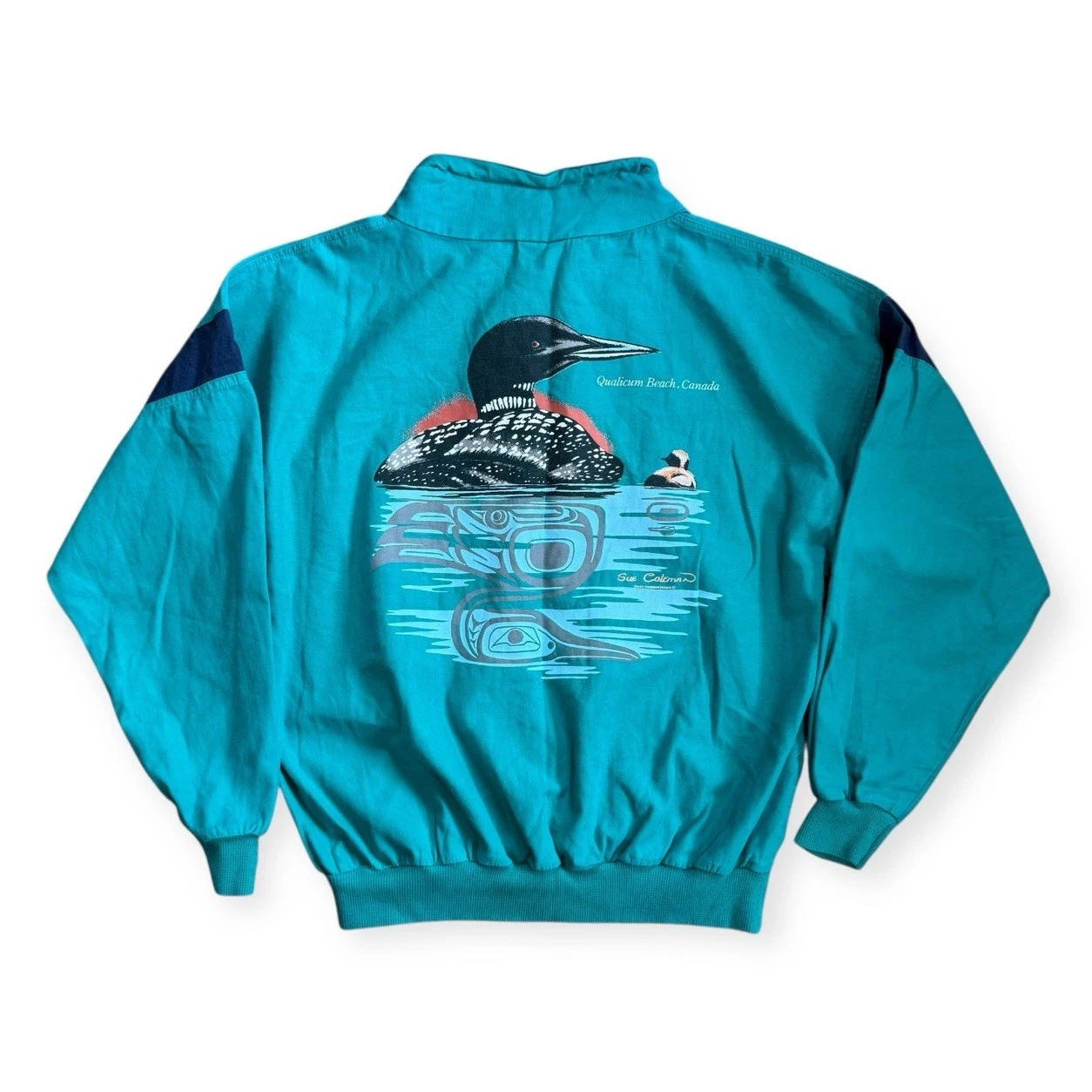 Pacific Creations Sue Coleman Windbreaker Vintage M Pullover Jacket 1/4 Zip
