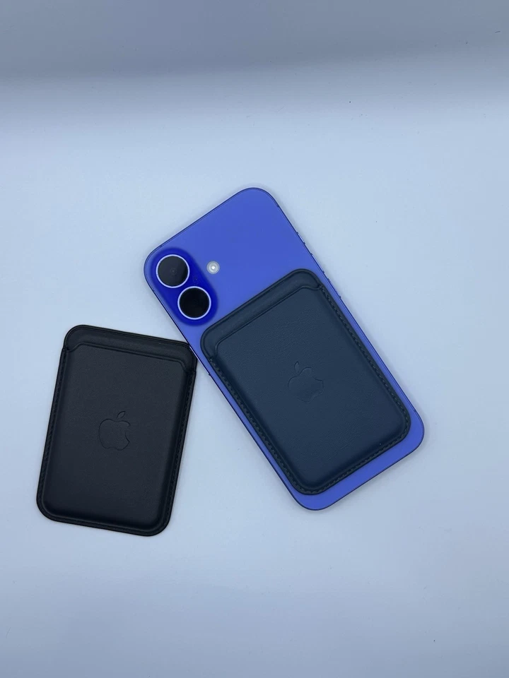 Real  Apple iPhone Leather Wallet MagSafe last Navy Blue Only available   - Image 2 of 4