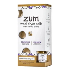 ZUM 100% Wool Dryer Balls Kit -Laundry Indigo Wild, Made In The USA