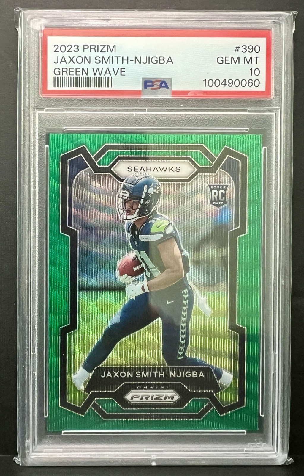 2023 Panini Prizm - Jaxon Smith-Njigba #390 Green Wave Prizm Rookie (RC) PSA 10