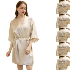 UK Personalized Wedding Robe Bridesmaid Bride Mother Dressing Gown Satin Silk