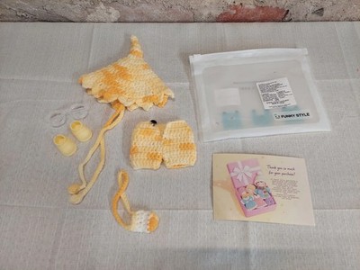 Sonny Angel Doll Clothes Funky Style 5 Piece Crochet Outfit Set Yellow White