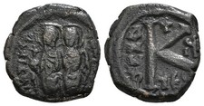 Byzance - Justin II et Sophie / Follis Constantinople en