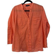 Coral Clip Dot Button Down Cotton Shirt Women...