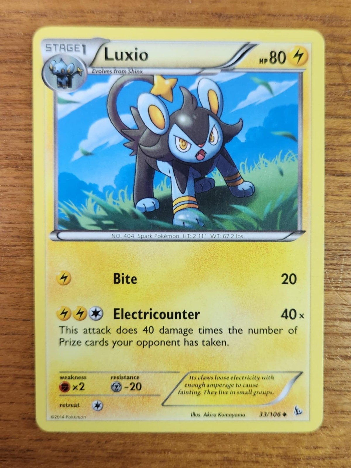 Uncommon Luxio Pokemon Card, Flashfire Set 33/106