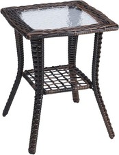 Outdoor Side Table with Storage Wicker Patio ...
