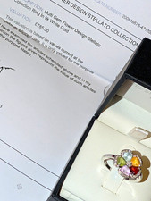 The Diamond Store Stellato 9ct White Gold Multigem Flower Cluster Ring M IGI