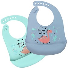 Silicone Bibs for Babies and Toddlers 2 Sets Feeding Bibs for Boy and Girl, A...