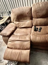 Harvey’s Recliner Sofa 3 Seater Suede Tan