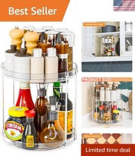 Kitchen Lazy Susan Turntable Organizer Double 2 Tier Spinning Spice Rack