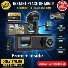 HD 1080P Dual Lens Car Dash Camera – Front, Rear & Interior Video