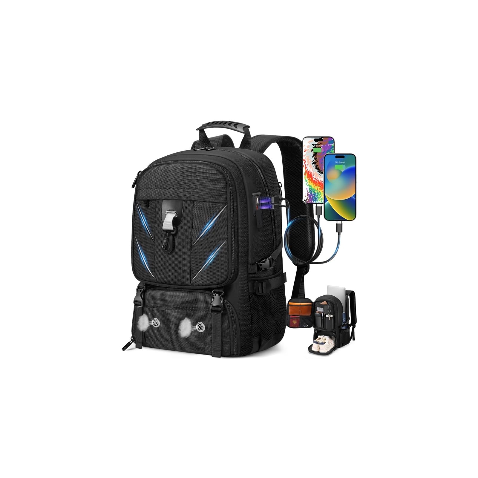 17.3 Inch Travel Laptop Backpack with Shoe Compartment,Water Resistant Anti T...