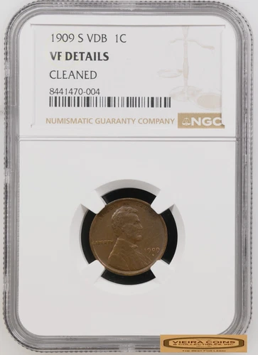 1909-S VDB Lincoln Wheat Cent, NGC VF Details, Cleaned - #B58714