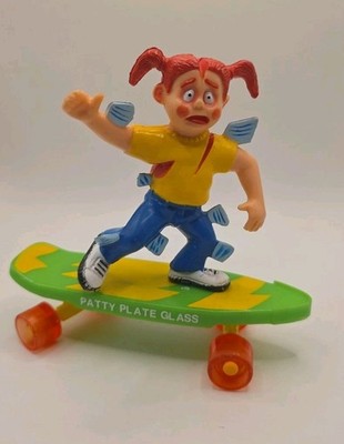 Vintage 1986 Playtime Skateboard Smack-Ups Patty Plate Glass 4''
