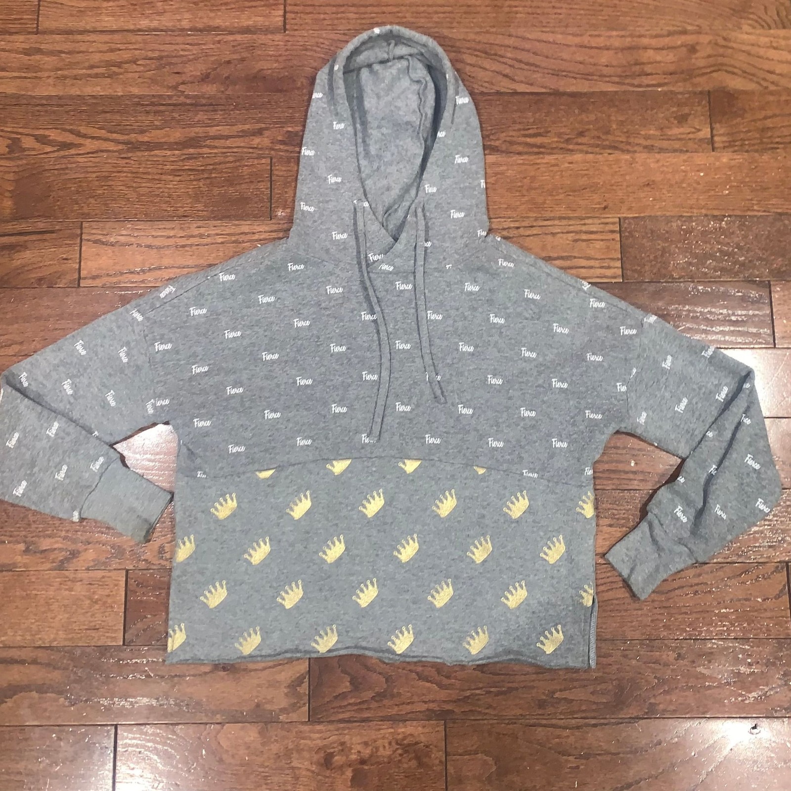 No Boundaries Gray Fierce Crown Pullover Hoodie Sweatshirt juniors' size XXXL